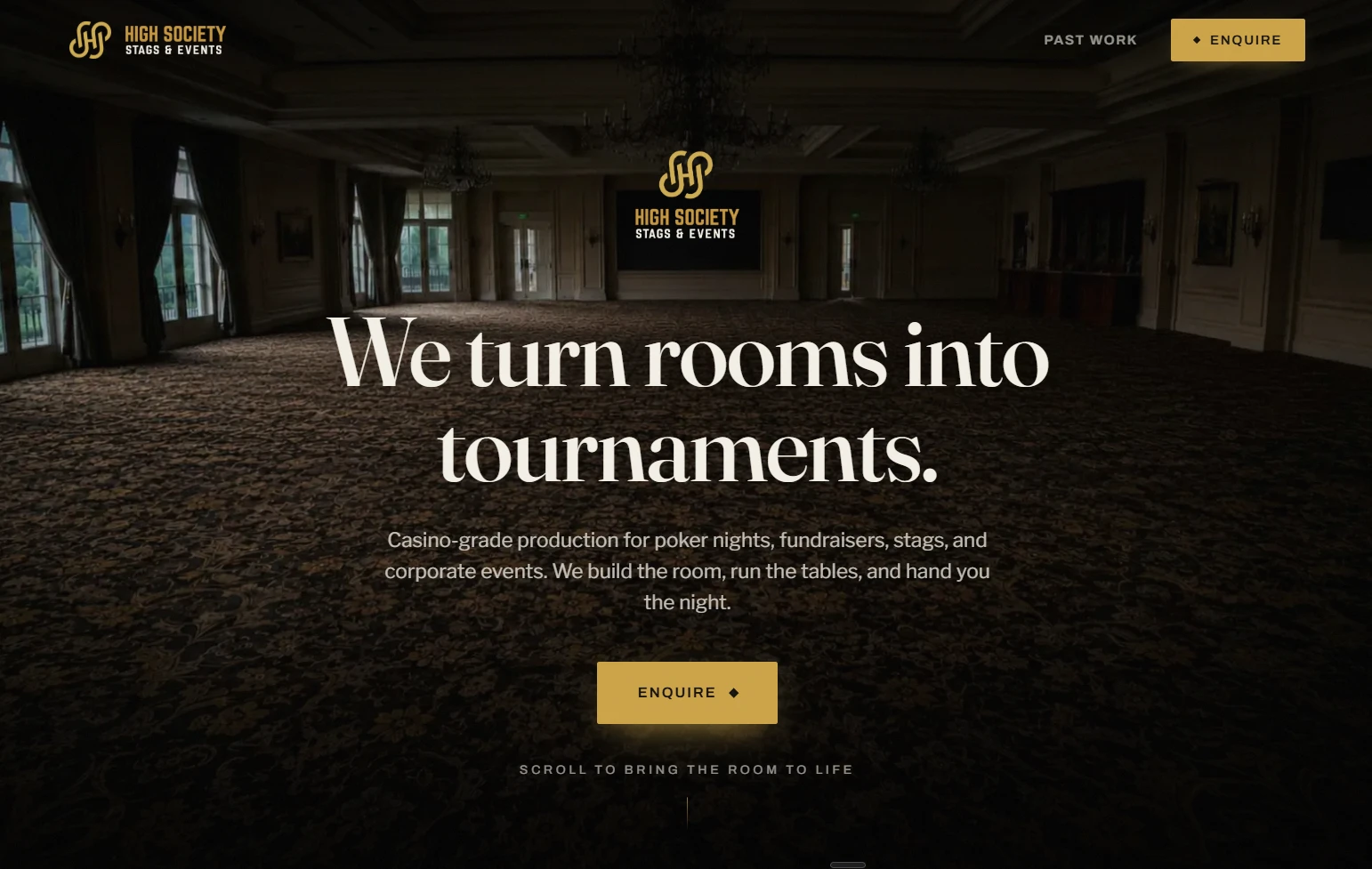 High Society Stags & Events homepage