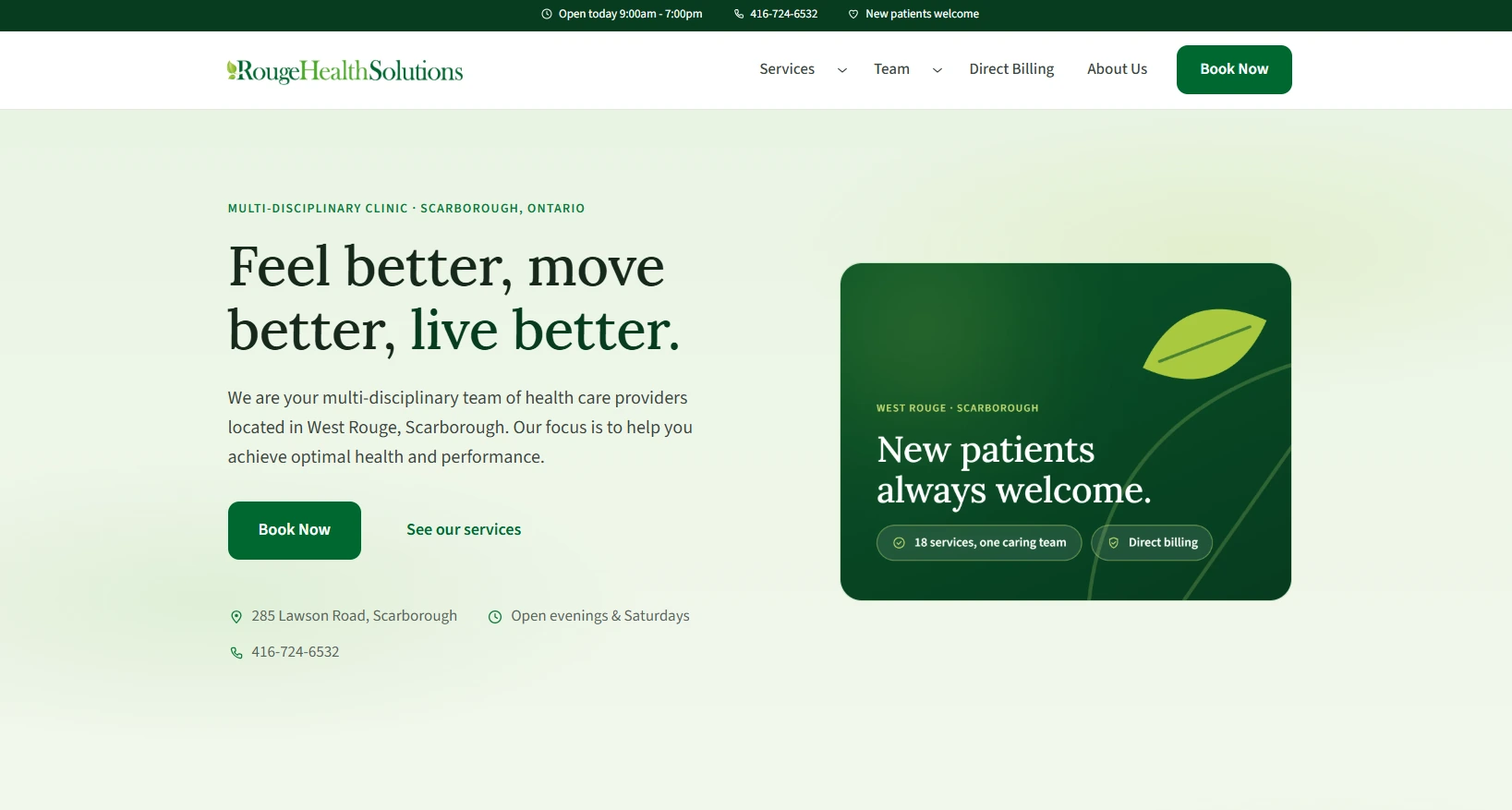 Rouge Health Solutions homepage